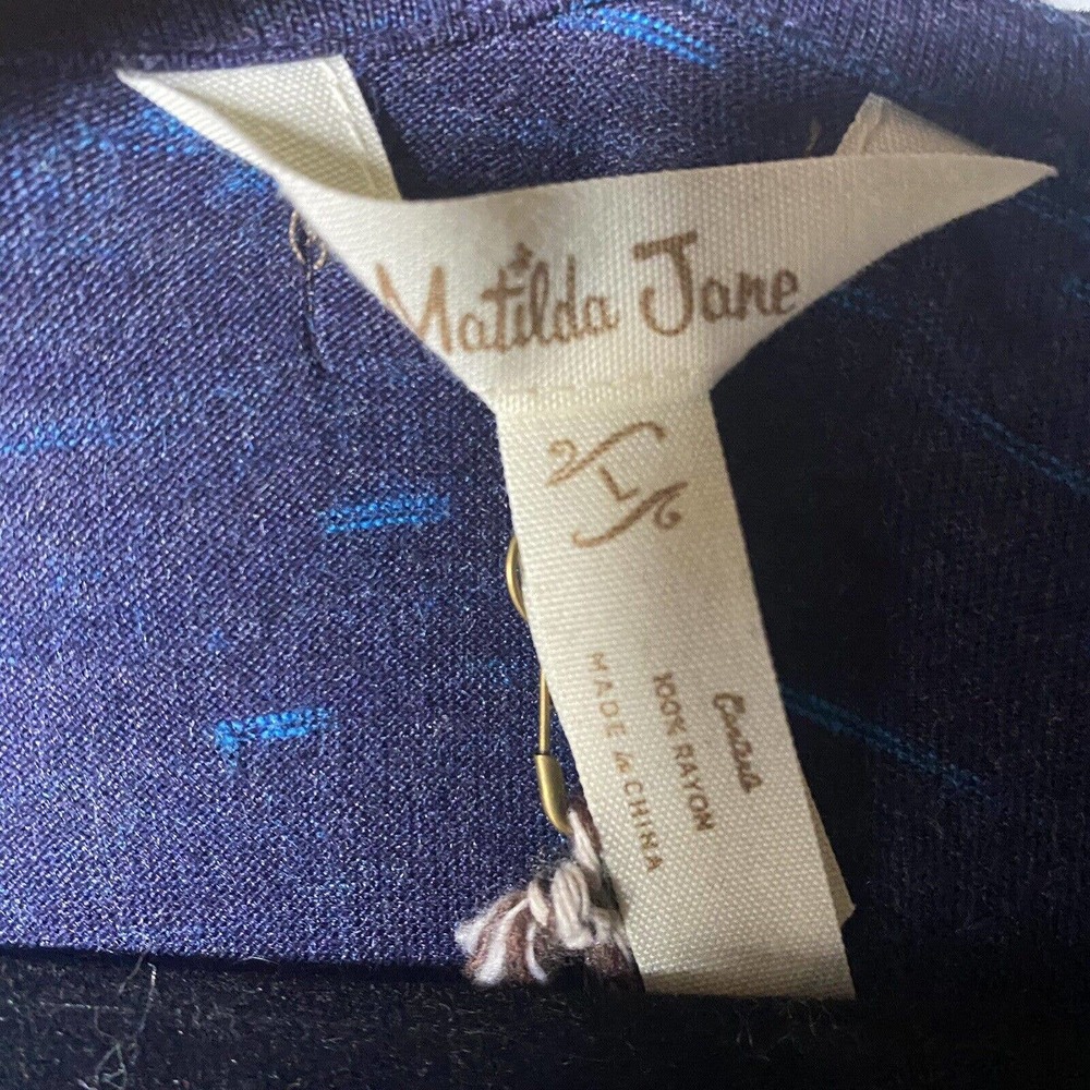 Matilda Jane Women SZ L Blue Curtain Call T Shirt Maxi Dress Stretch Pockets - Picture 6 of 7